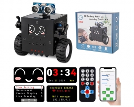 Robot Soldering Project, ICStation DIY Robot Car Soldering Practice Kit RC Robot with Time & Expressions Display STEM Science Kits for Adults Teens School Students Experiment Education