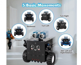 Robot Soldering Project, ICStation DIY Robot Car Soldering Practice Kit RC Robot with Time & Expressions Display STEM Science Kits for Adults Teens School Students Experiment Education