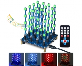 3D RGB LED Cube Soldering Practice Kit, ICSTATION Remote Control WS2812B SMD RGB Light Soldering Project Kit with 9 Lighting Modes and Music, DIY Electronics Kit for High School STEM Education Party Present
