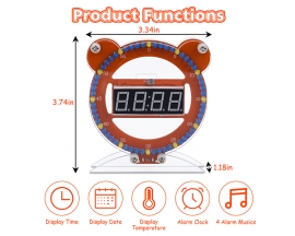 DIY Kit 4-Digits Digital LED Electronic Clock, Date Time Temperature Countdown Alarm Clock for Soldering Practice STEM Teaching Students Learning