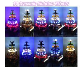 ICStation Cake Tower Soldering Practice Kit, 6-Layer Round Cake Tower With LED Lights, Happy Birthday Music DIY Cupcake Tree Tower Soldering Project Kits for STEM Education Creative Gift