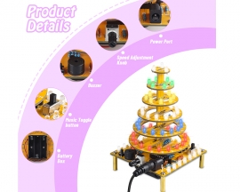 ICStation Cake Tower Soldering Practice Kit, 6-Layer Round Cake Tower With LED Lights, Happy Birthday Music DIY Cupcake Tree Tower Soldering Project Kits for STEM Education Creative Gift