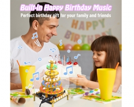 ICStation Cake Tower Soldering Practice Kit, 6-Layer Round Cake Tower With LED Lights, Happy Birthday Music DIY Cupcake Tree Tower Soldering Project Kits for STEM Education Creative Gift