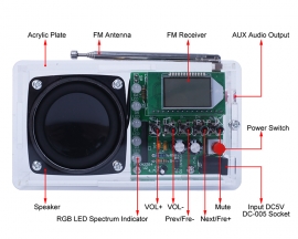 DIY Kit FM Radio Module, Adjustable 76-108MHz Wireless Receiver LCD Display, DC 5V FM Digital Radio Electronic Soldering Kits