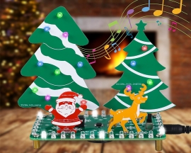 LED Christmas Tree Soldering Kit, Mini Christmas Forest Soldering Practice Kit with Music, DIY Santa Claus Elk Xmas Electronics Kit for Home Decorations School STEM Teaching