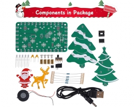 LED Christmas Tree Soldering Kit, Mini Christmas Forest Soldering Practice Kit with Music, DIY Santa Claus Elk Xmas Electronics Kit for Home Decorations School STEM Teaching