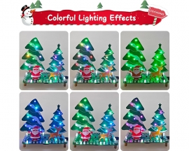 LED Christmas Tree Soldering Kit, Mini Christmas Forest Soldering Practice Kit with Music, DIY Santa Claus Elk Xmas Electronics Kit for Home Decorations School STEM Teaching