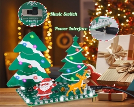 LED Christmas Tree Soldering Kit, Mini Christmas Forest Soldering Practice Kit with Music, DIY Santa Claus Elk Xmas Electronics Kit for Home Decorations School STEM Teaching