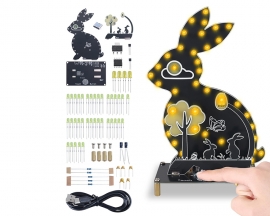 Touch Control LED Rabbit Soldering Practice Kit, DIY Rabbit with 3 Light Modes Soldering Project Kit, Cute Bunny Electronics Kit for Shool STEM Projects