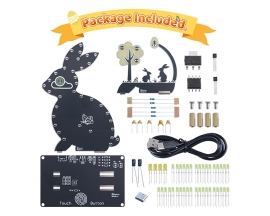 Touch Control LED Rabbit Soldering Practice Kit, DIY Rabbit with 3 Light Modes Soldering Project Kit, Cute Bunny Electronics Kit for Shool STEM Projects