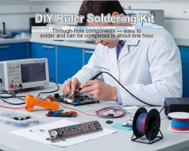DIY Digital Logic Circuit Ruler Soldering Kit, Binary Counter 0-15 Flip-Flop Circuits with Interactive LEDs STEM Electronics Soldering Practice Kit