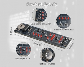 DIY Digital Logic Circuit Ruler Soldering Kit, Binary Counter 0-15 Flip-Flop Circuits with Interactive LEDs STEM Electronics Soldering Practice Kit