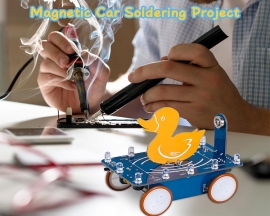 ICStation Soldering Project, Magnetic Duck Car Soldering Practice Kit, Magnetic Vehicle DIY Electronic Kit for STEM Education Physics Teaching and Learning