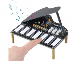 Soldering Practice Kit, 7 Keys Mini Piano Violin Guitar Soldering Project with 3 Tones, Electronic Musical Instrument Early Learning Educational DIY Soldering Kit for Home School Learning