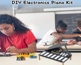 Soldering Practice Kit, 7 Keys Mini Piano Violin Guitar Soldering Project with 3 Tones, Electronic Musical Instrument Early Learning Educational DIY Soldering Kit for Home School Learning