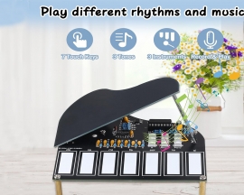 Soldering Practice Kit, 7 Keys Mini Piano Violin Guitar Soldering Project with 3 Tones, Electronic Musical Instrument Early Learning Educational DIY Soldering Kit for Home School Learning