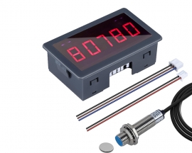 DC 5V-30V 5-Bit LED Tachometer,  RPM Speed Meter Digital Motor Tachometer, Revolution Meter With Hall Proximity Switch Sensor NPN