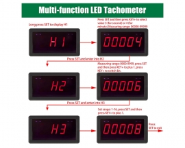 DC 5V-30V 5-Bit LED Tachometer,  RPM Speed Meter Digital Motor Tachometer, Revolution Meter With Hall Proximity Switch Sensor NPN