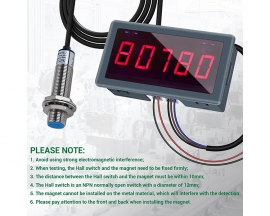 DC 5V-30V 5-Bit LED Tachometer,  RPM Speed Meter Digital Motor Tachometer, Revolution Meter With Hall Proximity Switch Sensor NPN