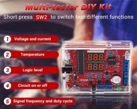 DIY Adjustable PWM Signal Generator, Voltage Current Temperature Tester Electronics Kit, Multifunctional LED Meter Soldering Kits for School Learning
