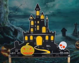 Music Castle Soldering Kit, DIY Ghost Castle Electronics Kit with LED Light Spooky Sound Fun Learn to Solder Kit for STEM Projects Halloween Decoration