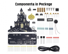 Music Castle Soldering Kit, DIY Ghost Castle Electronics Kit with LED Light Spooky Sound Fun Learn to Solder Kit for STEM Projects Halloween Decoration
