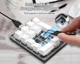 ICStation Numeric Keypad Soldering Practice Kit, 17 Key USB Hot-Swappable Blue Switches Mechanical Number Pad with PBT Keycaps STEM Soldering Project for School Learning Hobbyists Laptop PC Computer