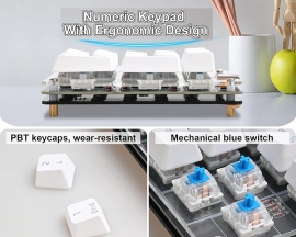 ICStation Numeric Keypad Soldering Practice Kit, 17 Key USB Hot-Swappable Blue Switches Mechanical Number Pad with PBT Keycaps STEM Soldering Project for School Learning Hobbyists Laptop PC Computer
