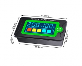 DC 8V-100V Battery Capacity Monitor, Digital Battery Status Tester Meter, Battery Percentage Level Indicator Voltage Power Display