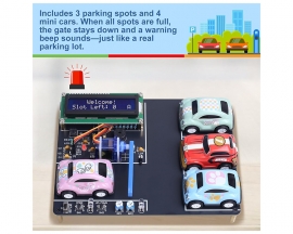Mini Parking Lot Simulation Soldering Practice Kit, DIY Garage Model Electronic Kit with LCD Display and 4 Mini Cars, STEM  Soldering Projects for Home and School Learning