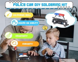 ICStation Soldering Practice Kit, Police Car Shape DIY Soldering Project with LED Flashing Light, Police Car Soldering Kit with Simulated Siren Sound for Students Learning Soldering