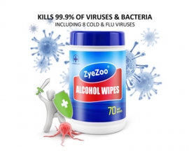 70 Sheet ZyeZoo Disposable Alcohol Wipe Portable 75% Alcohol Cleaning Wipes Hands Wet Wipes