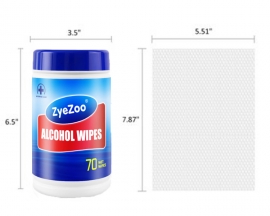 70 Sheet ZyeZoo Disposable Alcohol Wipe Portable 75% Alcohol Cleaning Wipes Hands Wet Wipes