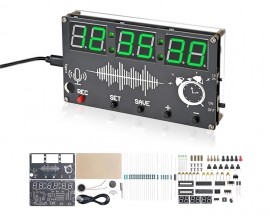 Recordable Alarm Clock Soldering Project, DIY Digital Clock Electronics Kit with 3 Independent Alarms 12/24H Switch 0.8-inch Display STEM Learning Soldering Project for School and Home Use