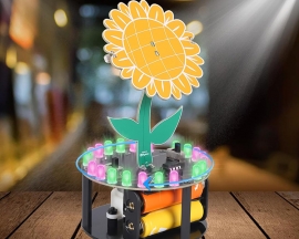 Sunflower Soldering Project, ICStation Light Chasing Sunflower Soldering Practice Kit DIY Rotating Sunflower Electronic Kit for School Students Education STEM Project Desk Decor