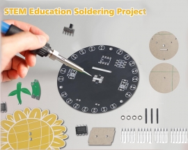 Sunflower Soldering Project, ICStation Light Chasing Sunflower Soldering Practice Kit DIY Rotating Sunflower Electronic Kit for School Students Education STEM Project Desk Decor