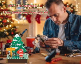 DIY Christmas Tree Soldering Kit, Santa Xmas Tree Soldering Project Kit with RGB LED & Music, DIY Electronic Soldering Practice Kit for Teens Adults Students Perfect Present for Xmas
