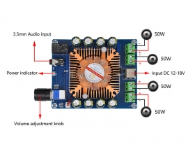 DC 12V 18V TDA7388 Digital Amplifier Module Stereo 50W+50W 4ohm 4-Channel Power Amplifier