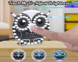 ICStation Soldering Learning Kit, Touch Control Owl Light Soldering Practice Kit With Brightness Adjustment, Owl Shaped LED Light DIY Kit for School Students STEM Education