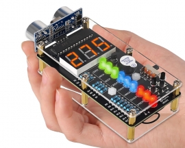 Ultrasonic Ranging Alarm DIY Kit, HC-SR04 Ultrasonic Distance Measurer Soldering Practice Kit, Electronic Soldering Project for School STEM Teaching Learning