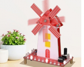DIY Windmill Solder Practice Kit for Beginners, Soldering Practice Kit with LED Flashing Light & Adjustable Rotation Speed for Students Soldering Training, School STEM Education Project