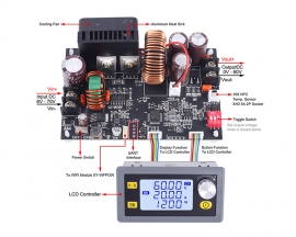 DC Buck Converter 1200W DC-DC Step Down Power Supply Module 6V-70V to 0-60V 0-20A CVCC Adjustable Voltage Transformer LCD Display Fan