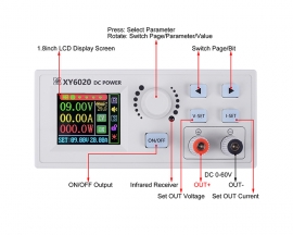 Voltage Buck Converter, DC-DC 1200W Step Down Power Supply Adapter, 6V-70V to 0-60V 0-20A CVCC Adjustable Voltage Converter LCD Display Fan Remote Control