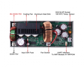 Voltage Buck Converter, DC-DC 1200W Step Down Power Supply Adapter, 6V-70V to 0-60V 0-20A CVCC Adjustable Voltage Converter LCD Display Fan Remote Control