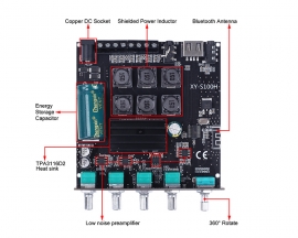 50W+50W+100W Subwoofer Bluetooth-Compatiable Amplifier Module 2.1Channel Treble Bass AUX/U-disk Audio APP Controller