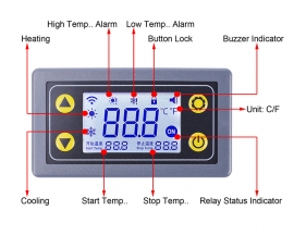 Heating Cooling NTC Digital Temperature Controller -40~110C LCD Display 10A Relay Switch Controller