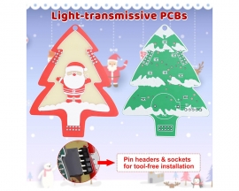 Christmas Soldering Project Kit, DIY Xmas Ornament Electronics Kit with Through-Hole Components, Glowing PCB Design & Jingle Bells for Xmas Decorations Soldering Practice Present