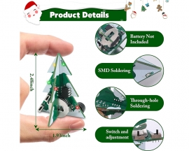 3D Mini PCB Christmas Tree with Music DIY Kit, SMD Component Soldering Kit