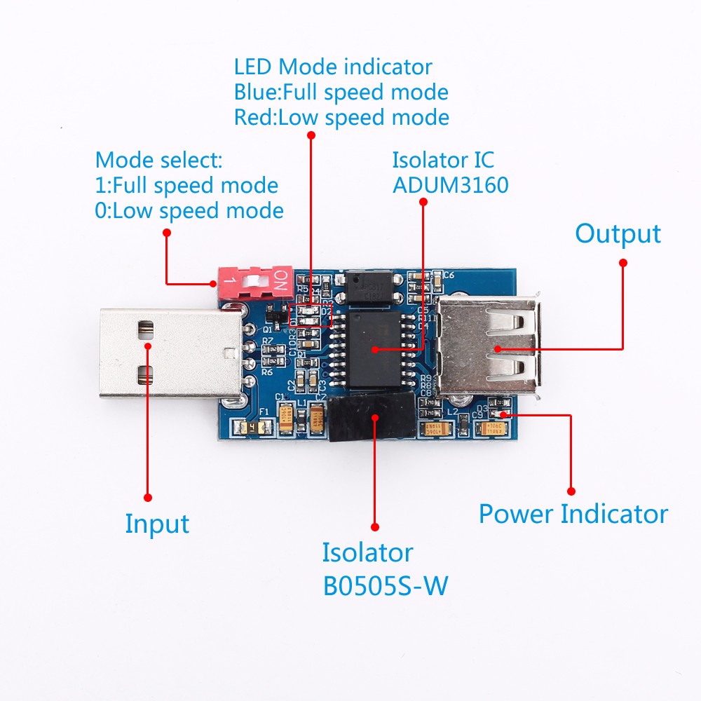 ADUM3160 B0505S 1W 1500V USB to USB Voltage Isolator Module 12Mbps 1.5Mbps  - Motor Driver Module - Arduino, Robotics, Raspberry Pi, ESP8266, Learning  DIY, Development board ICStation