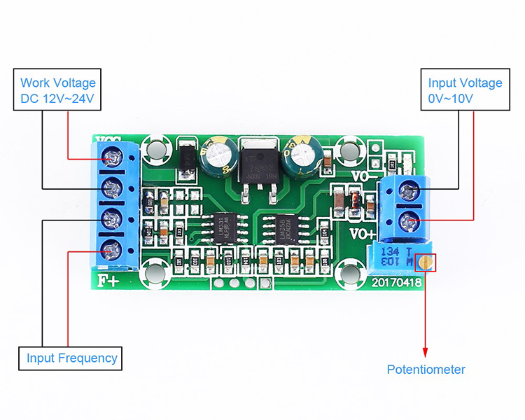 F/V Converter 0-1KHz to 0-5V Frequency to Voltage Module Analog Voltage ...